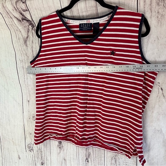 Vintage Red and White Striped American Embroidered Fourth of July Tank Top 1X - Picture 4 of 8